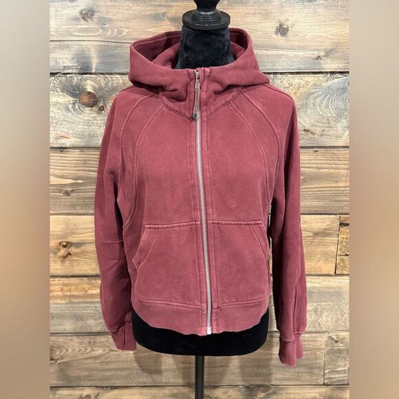Lululemon Women's Burgundy cropped scuba Zip-Up Hoodie​ - Picture 1 of 6